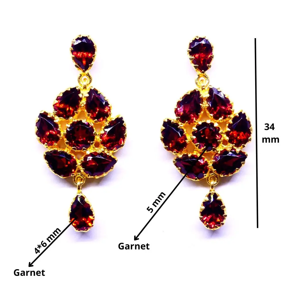 Traditional Sterling Silver 925 Handmade Party Wear Garnet Gemstones Elegant Women Wear Wedding Earrings