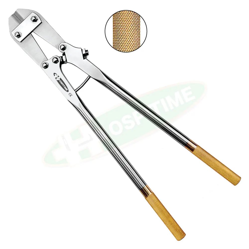 Hospitime Ortho Long TC K Wire Cutter/Jumbo Pin Cutter/SS Bolt Cutters - Tungsten Carbide Tip (Golden Handle) SS Orthopedic