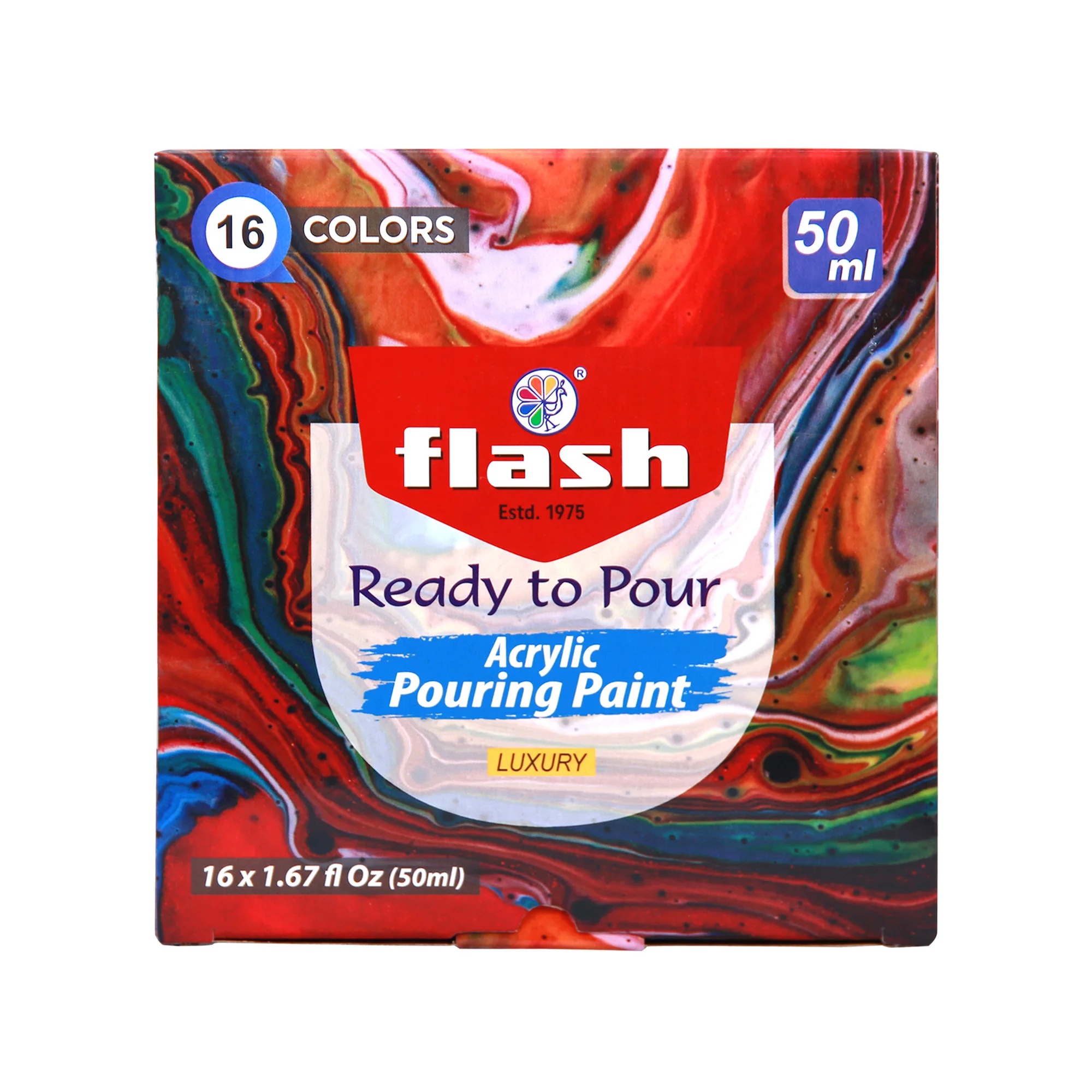 Flash Ready to Pour Acrylic Pouring Paint Set 50ml x 16 Colors Pre-mixed Paint Non Toxic paint
