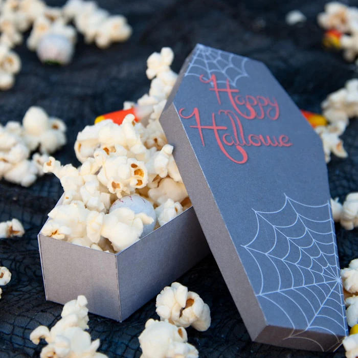 Custom Print Halloween Coffin Treat Boxes spider skeleton hand christmas paper popcorn candy cookie Halloween box packaging