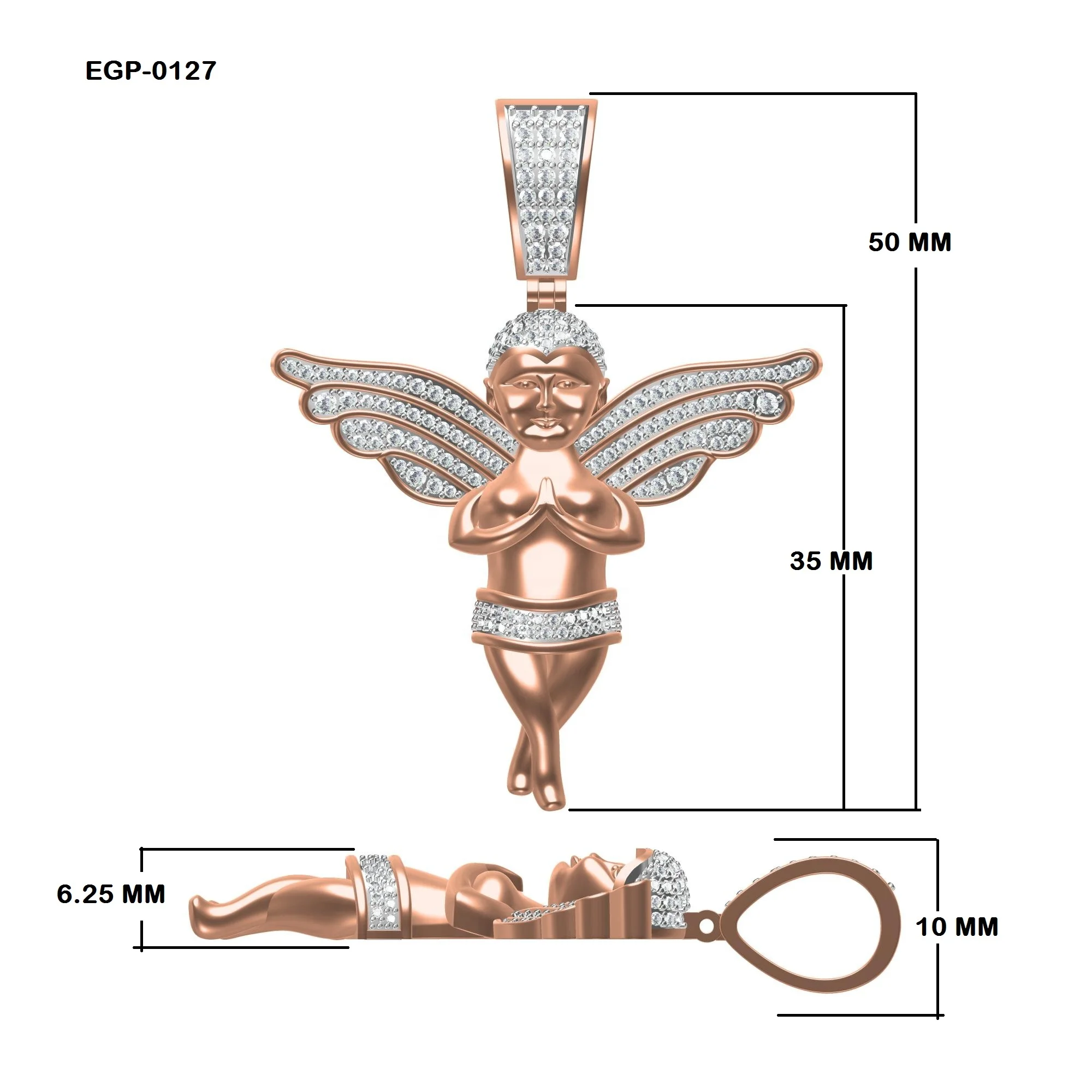 Подвески с номером Ангела по заводской оптовой цене в розово-белом и желтом золоте 10 карат VVS-VS натуральными круглыми бриллиантами