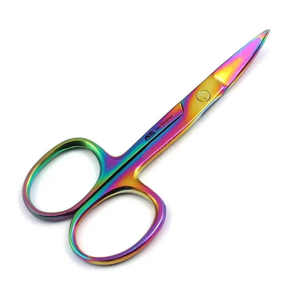 Scissors Stainless Steel Applique Scissors Spring Action Eyebrow Trimming Curved Micro Scissors