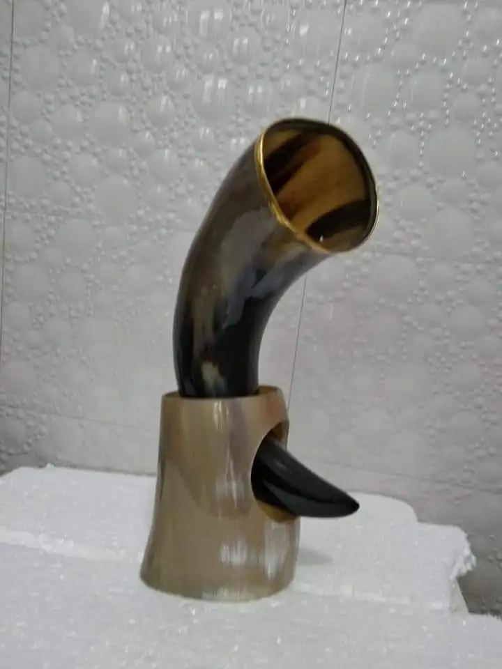 Best Quality Of Viking Drinking Horn Food Safe Genuine Ox Horn Viking Drinking Horn With Stand