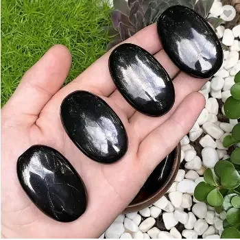 Shungite Palm Stone - Polished Shungite - Shungite Palm Stone