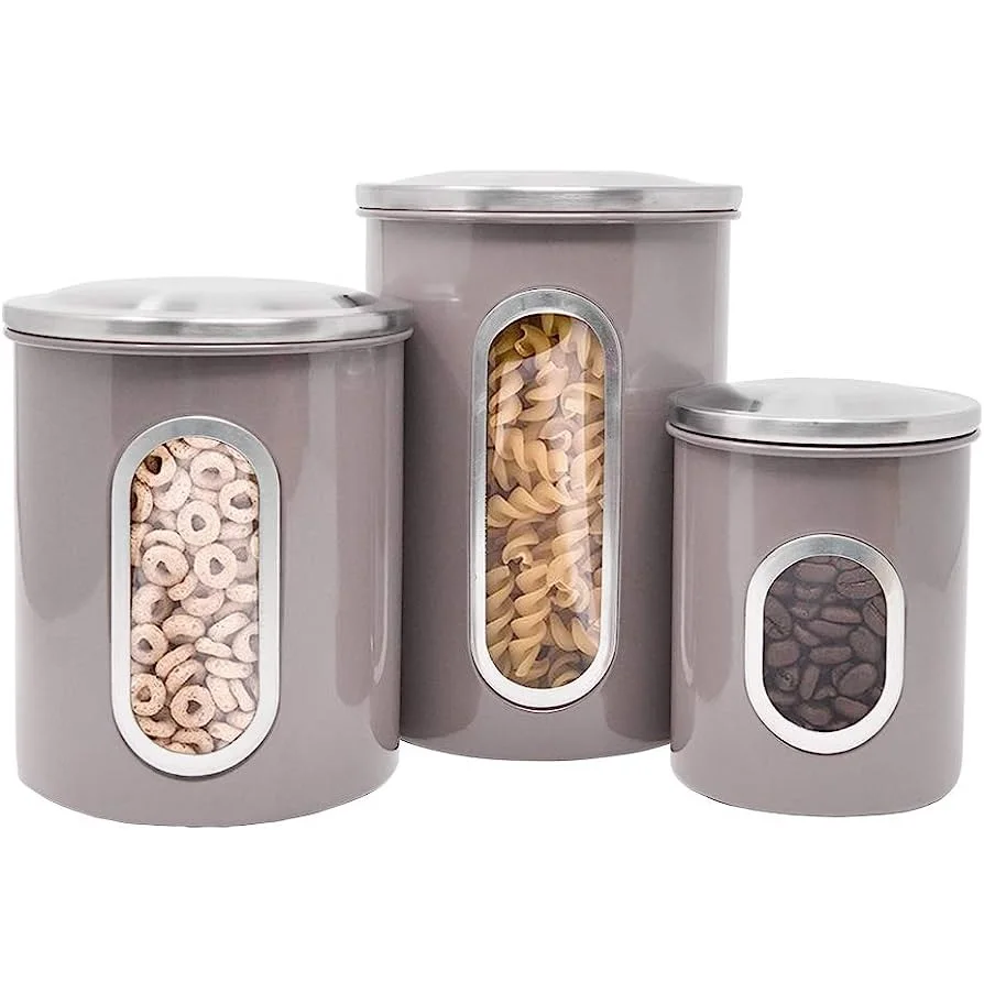 Kitchen ware items for Home Metal Stainless Steel Canister Set, 1000ml, 800ml, 500ml,  Buy Online at Best Price in India