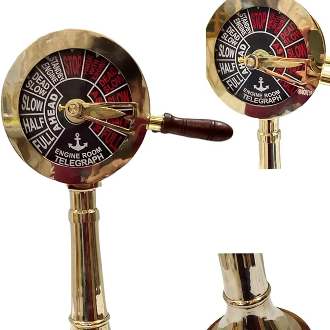 18-дюймовый старинный латунный Судовой двигатель заказ телеграфа с деревянной базой коллекционные декоративные артефакты памятные подарочные вещи.
