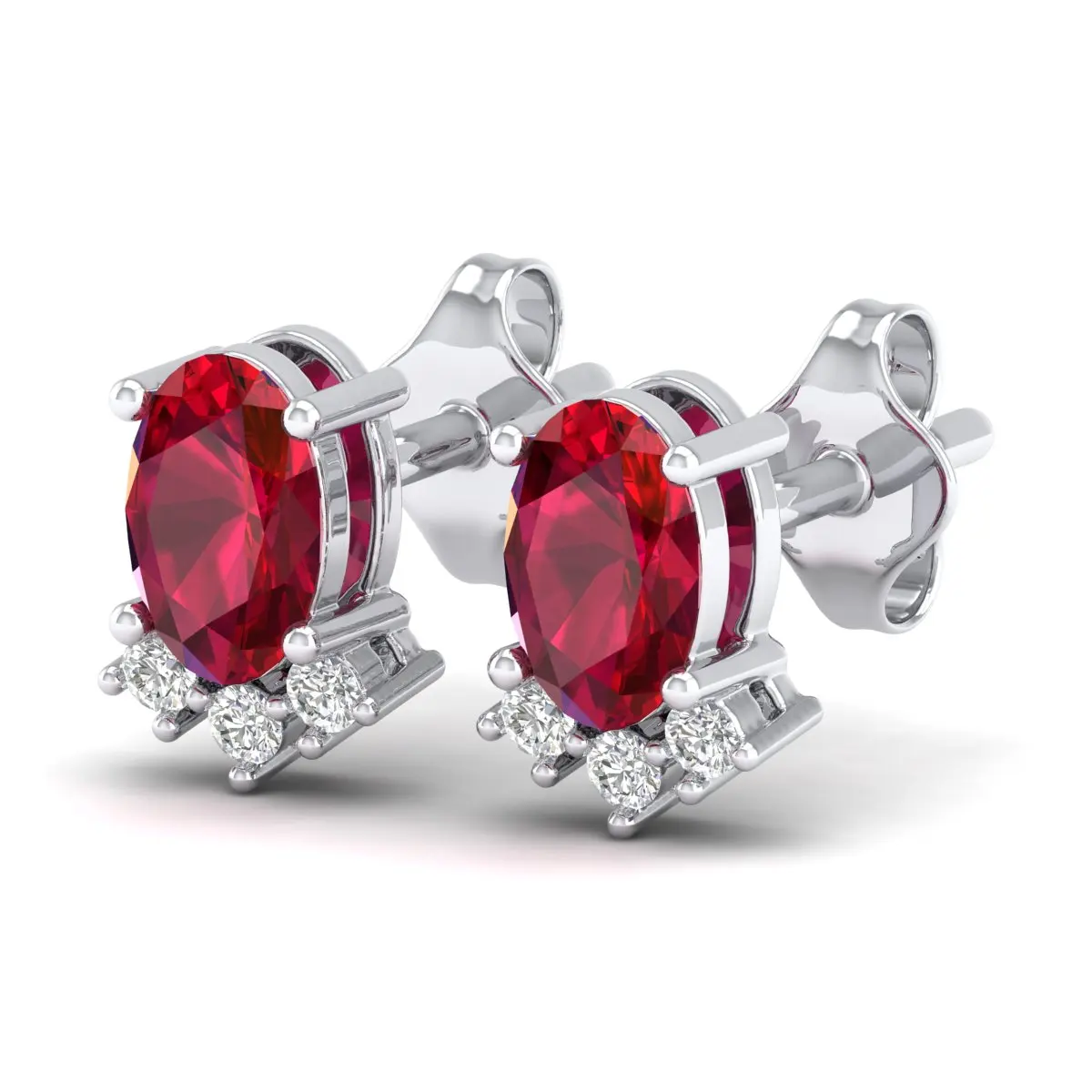 REYES High Quality Classic 14K Gold Diamond Stud Earrings Elegant Fashion Oval Cut 0.72 Carat Ruby Gemstone Jewelry For Women