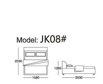 jk08 Modern Velvet Design Light Grey Fabric Covered Wood Bedroom Furniture Simple Upholstered Wholesale