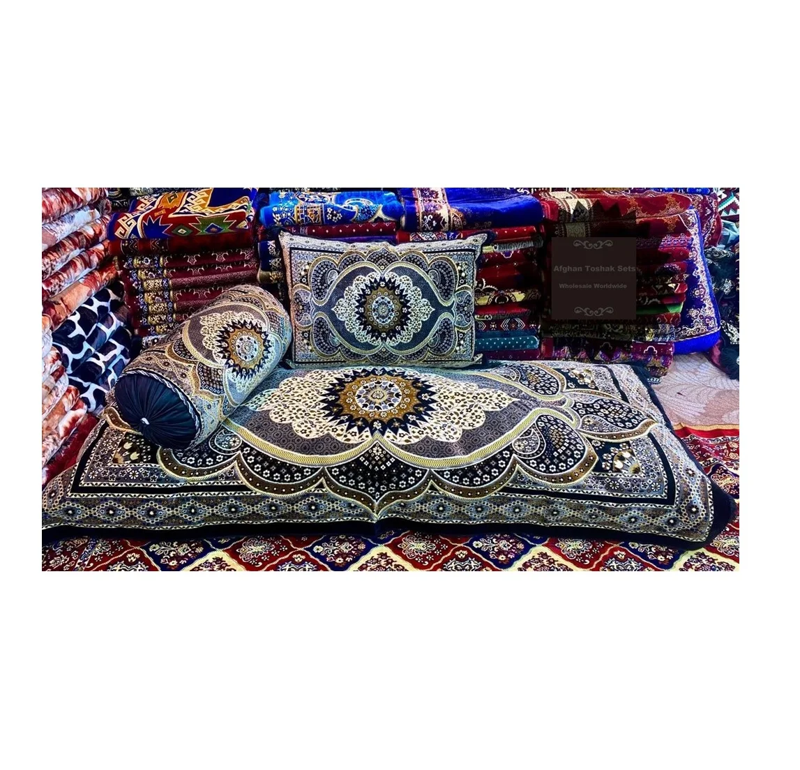 Nice Afghan Toshak Style Cushion And Pillow Cover Set  |  Toshak Afghani   Arab Seating Floor  Oriental Floor Seating