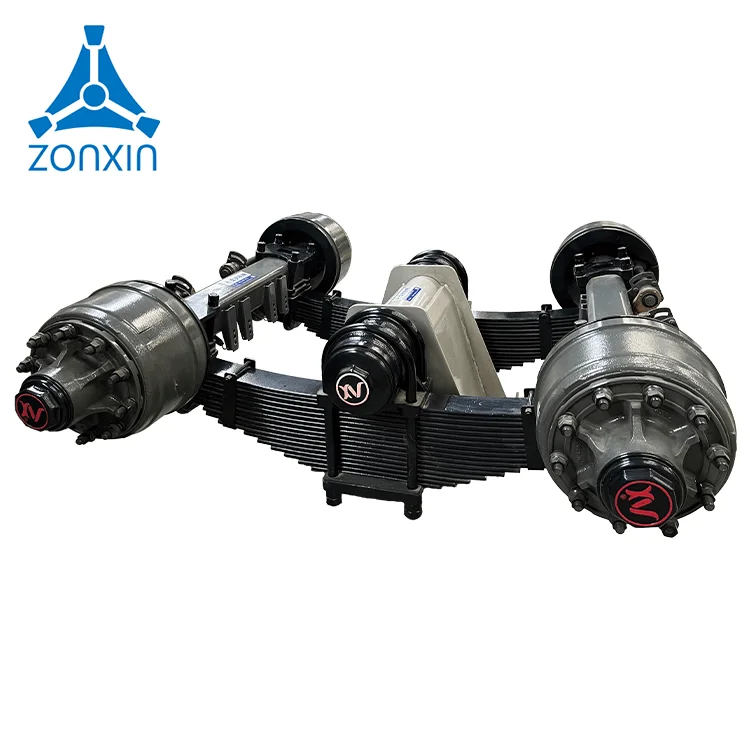 Trailer Truck Parts Axle Tandem Suspension 32T 28T 24T Disc Drum Wheel Bogie Suspension with Axles for Sale