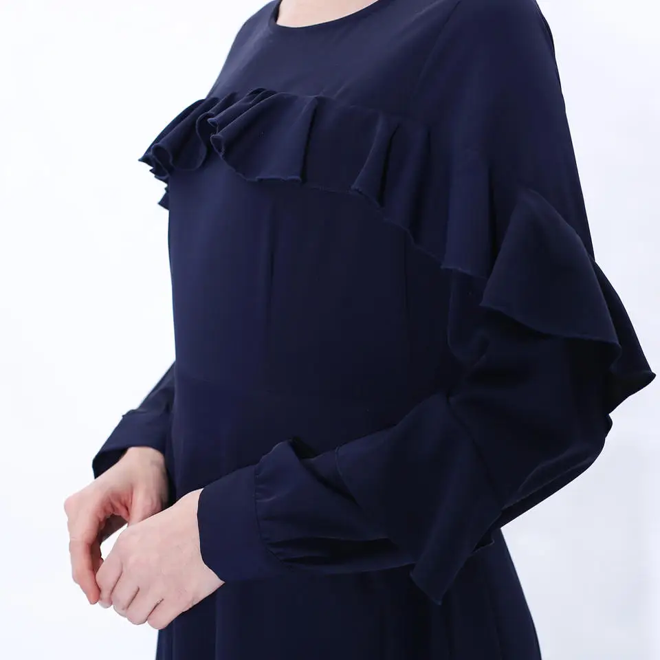 2023 Solid Color Dubai Turkish Muslim Dress Islamic Clothing Modest Fashion Muslim Women Dress