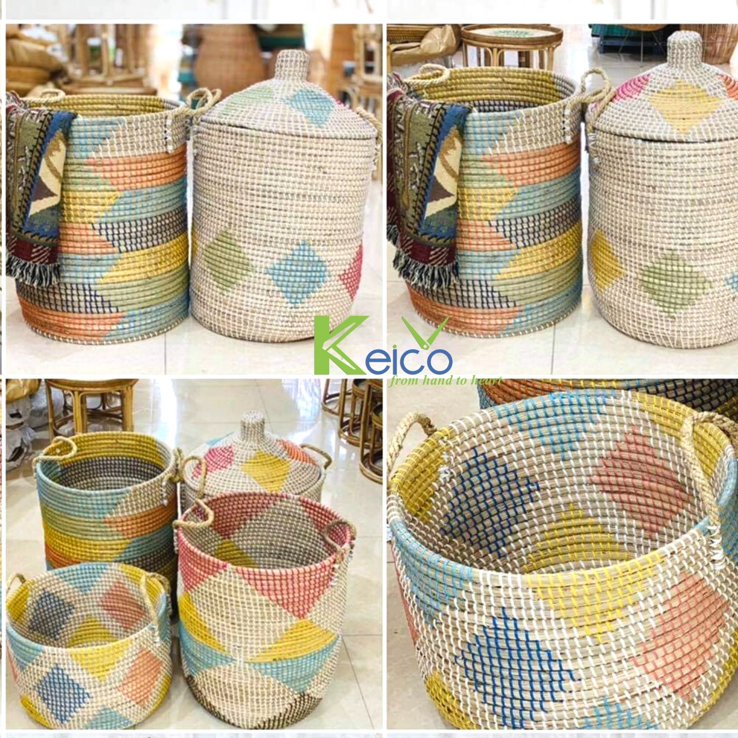 2023 Innovative Products Natural Seagrass Laundry Basket Dirty Clothes Laundry Basket Handle Storage Basket  From Keico Vietnam