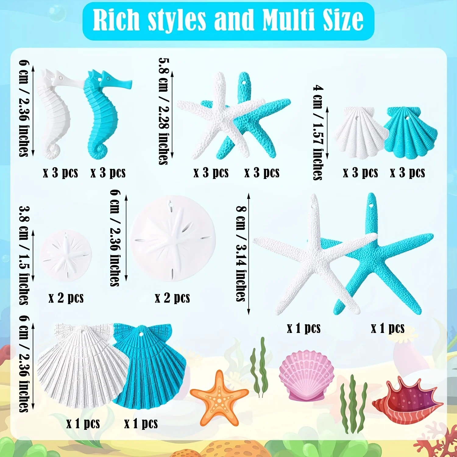 Ocean Themed Hanging Flatback Starfish Ornaments with Drilled Holes Christmas Resin Starfish Ornaments  for Christmas Decoration