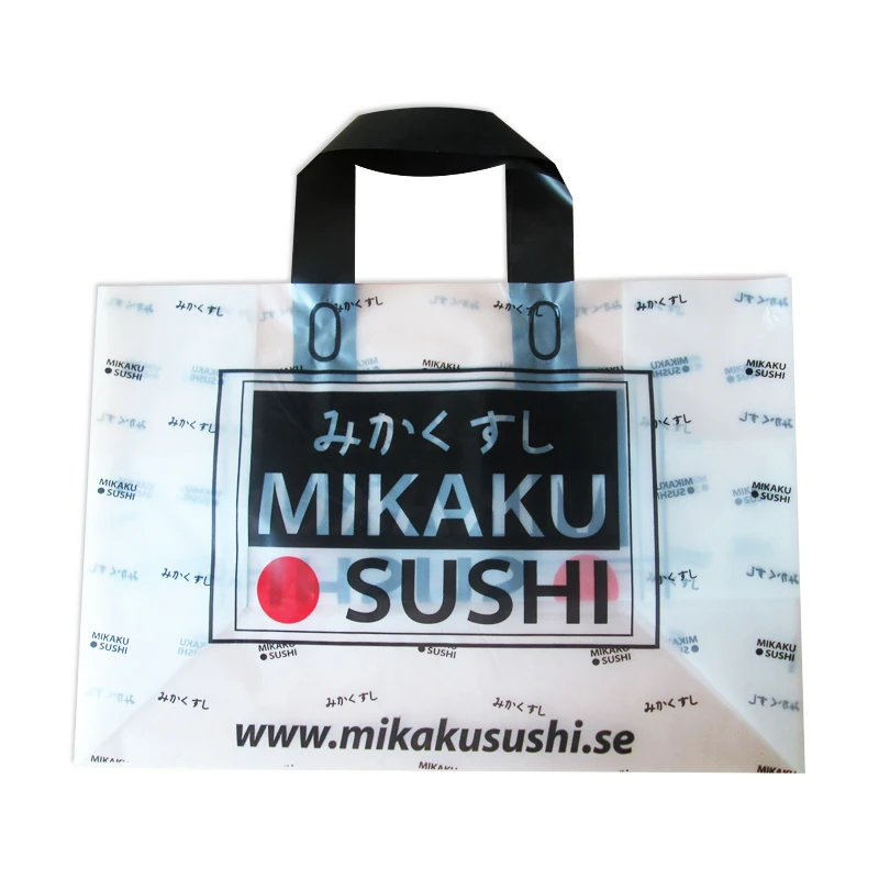 Clothing packaging soft loop handle plastic shopping bag with custom logo