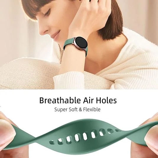 COOLYEP Comfortable 20mm Silicone Watch Band Replacement Strap for SamSung GaLaxy Watch 4/5/6 silver buckle Sport Watch Band