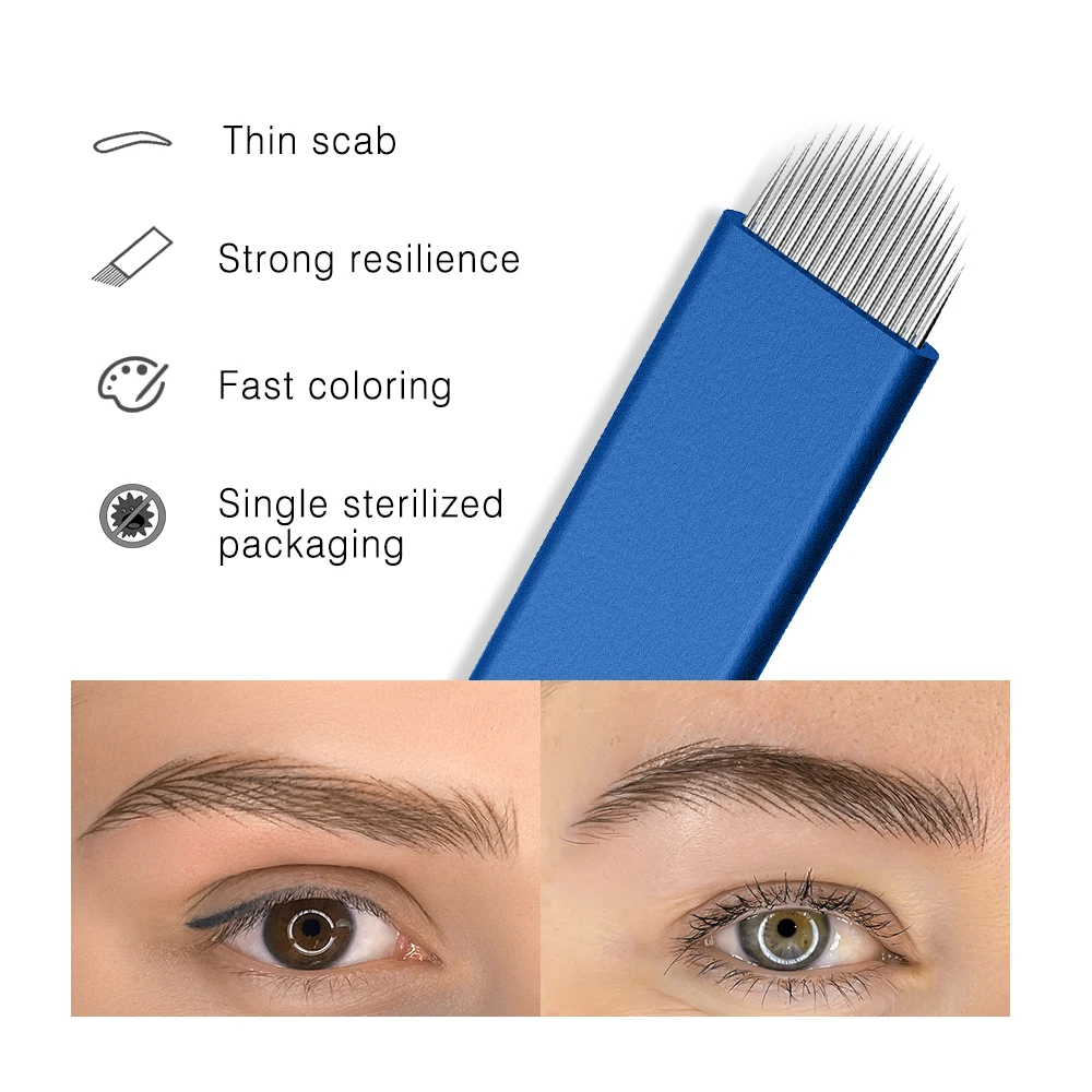 Lushcolor High Quality Blue Factory Price  Microblading 0.15mm NANO Flex MicroBlade Tattoo needles For Tattoo Microblading