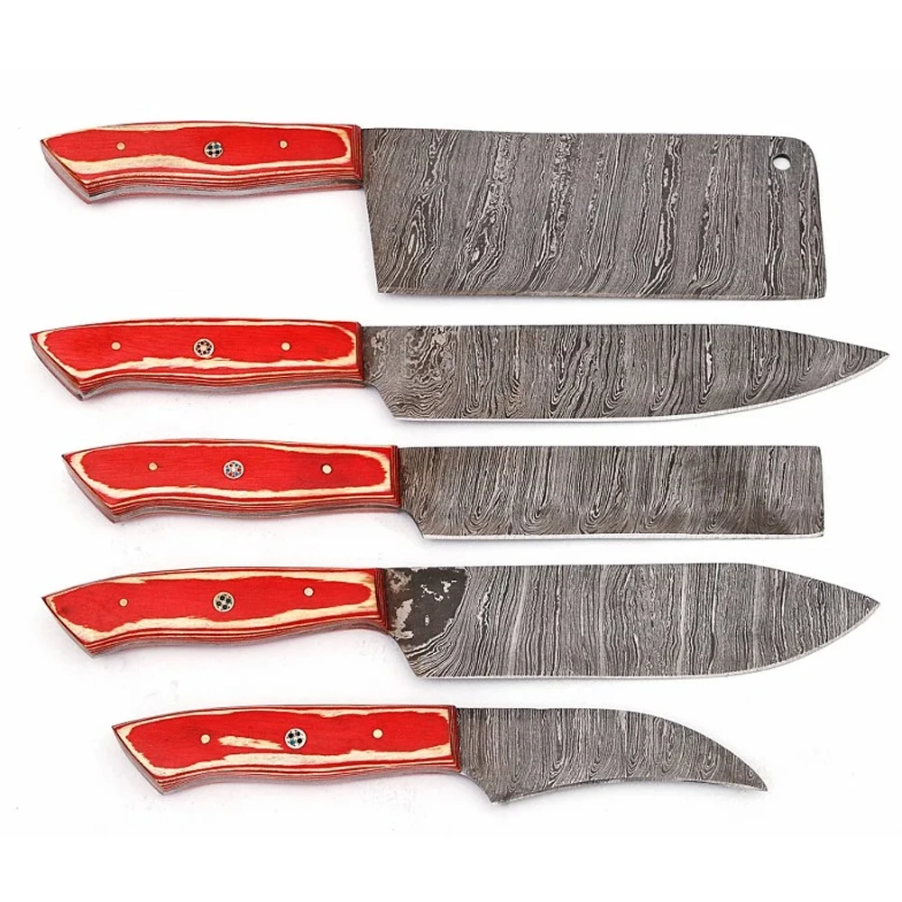 Wholesale 5pcs Chef Knife Set Kitchen Stainless Steel DAMASCUS Steel Chef Knives Set