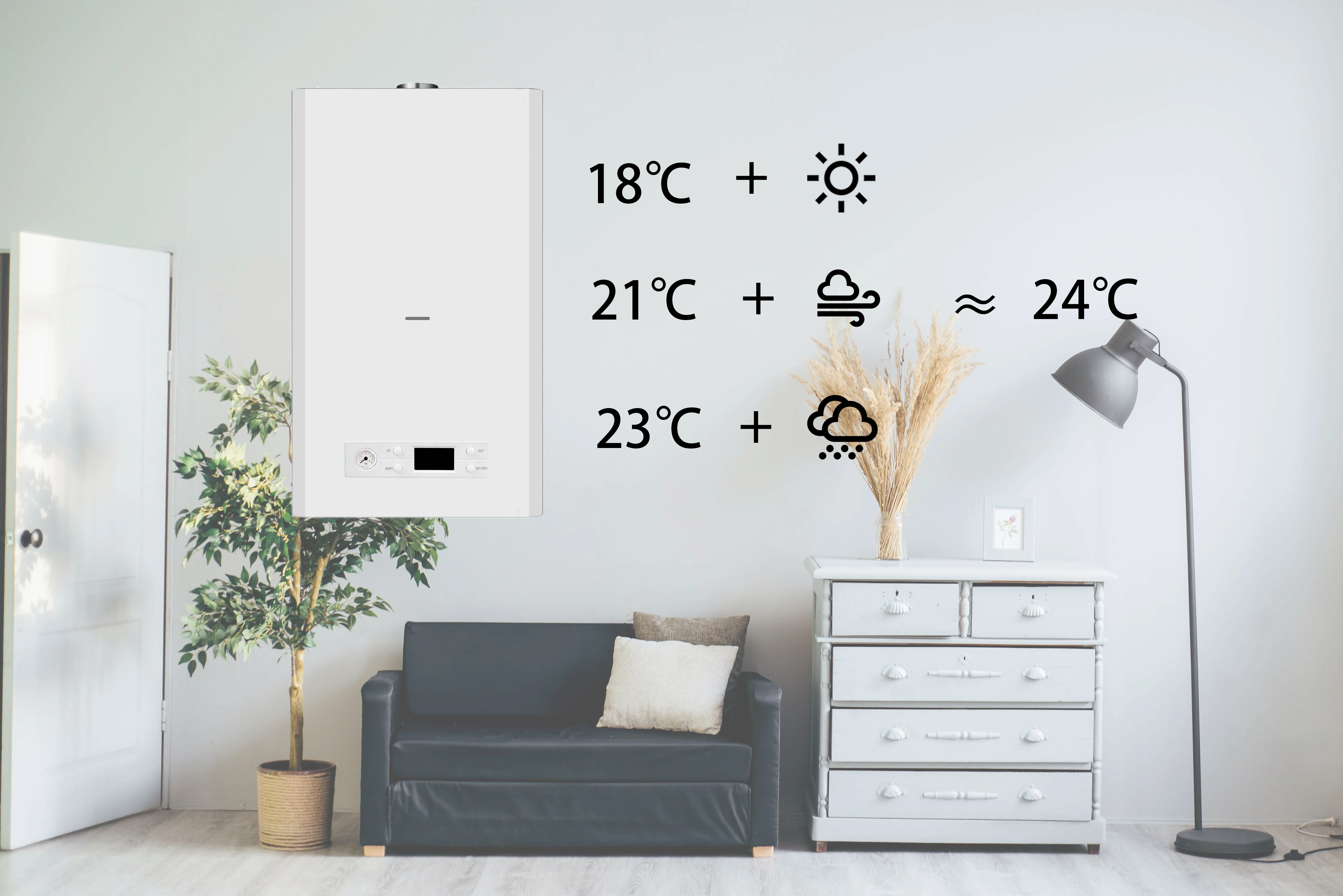 Natural gas boiler Environmentally friendly wall hung combi heating boiler 36KW