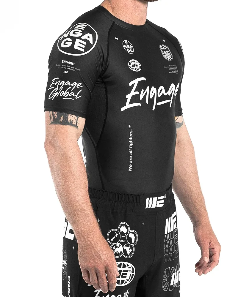 Пользовательский принт сублимационный rashguard mma rushguard bjj OEM для мужчин короткий рукав