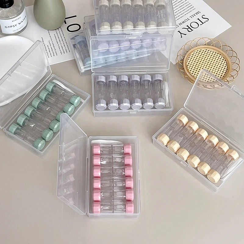 6 pieces RGP contact lens box kit cylindrical plastic OK lenses case Rigid lens Holder RGP Hard Contact Lenses Case Container
