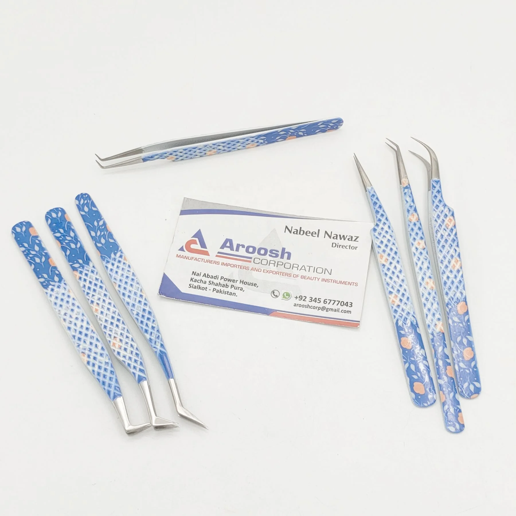 Flower Paper Coated Tweezers Wholesale Stainless Steel Diamond Tweezers For Eyelash Extension Customized Logo