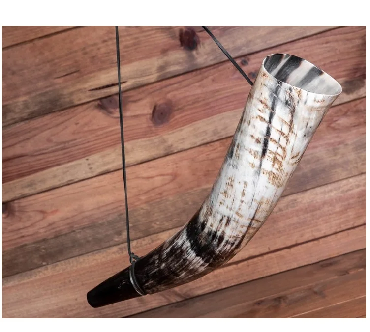 Viking Drinking Handmade Natural OX Horn | Tankard | Mug | Cup for Ale, Beer, Mead, Wine | 12 Inch | 100% Leak Free |