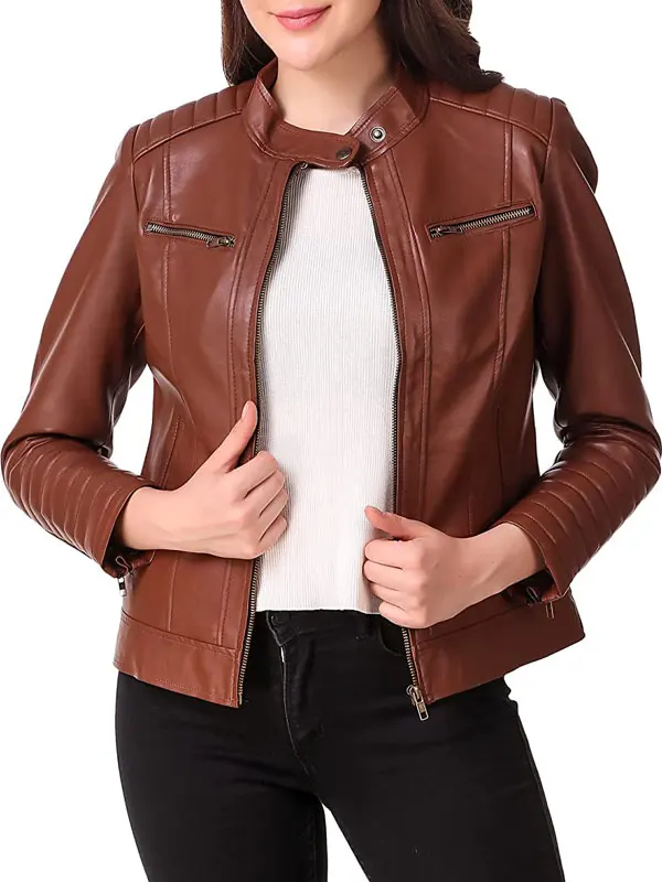 slim short leather jacket fashion for man and woman zip jacket fox fur coat fashion leather graphics jacket women