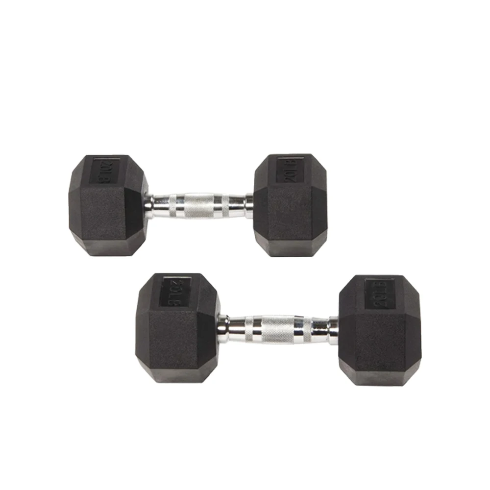 Custom Wholesale 5-50lbs 5lb, 10lb, 15lb, 20lb, 25lb, 30lb, 35lb, 40lb, 45lb and 50lb Hex Rubber Dumbbells Sets