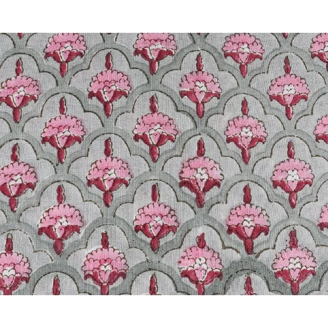 Yard Flower Print 100% Cotton Hand Printed Block Print Light Weight Fabric Hand Block Beautiful fabric
