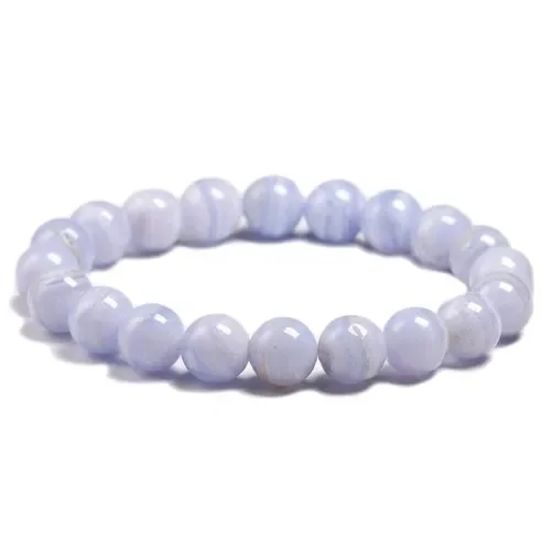 4-10mm Wholesale Natural Blue Lace Agate Handmade Gemstone Round Beads Stretch Beaded Bracelets for men and women