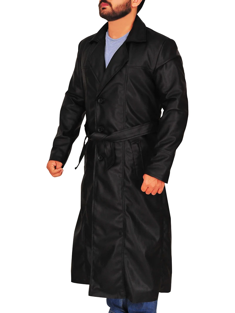Easy to wear long lasting genuine leather male long coats bulk quantity fast shipping windproof long coats for sale