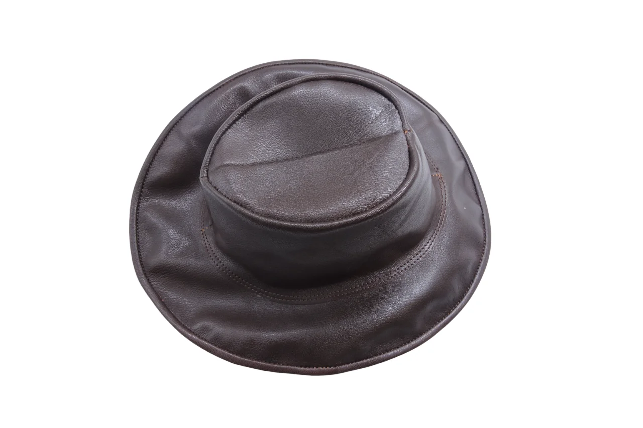 Handmade Vintage Dark Brown Cow Boy Leather Hat Stylish Western Rancher Genuine Personalized Customizable Rodeo Hat Strap