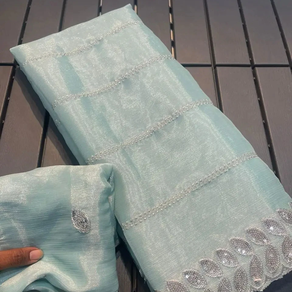 Bollywood-Inspired Georgette Silk Saris Pure Soft Jimmy Chohan with Amazing Border Embroidery Designer Blouse for Party Wear