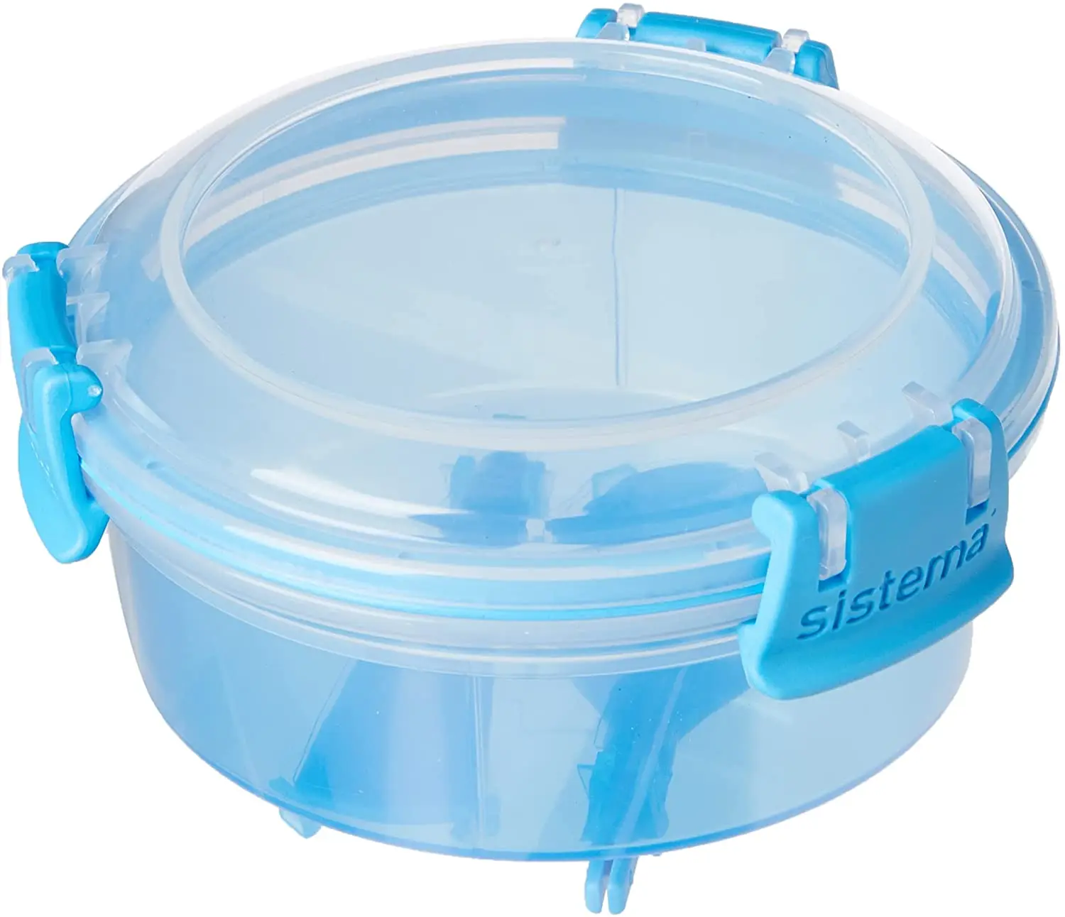 BPA Free Plastic Assorted Colour 530ml Breakfast Food Storage Container with Compartments and Spoon with Easy Locking Clips Lid