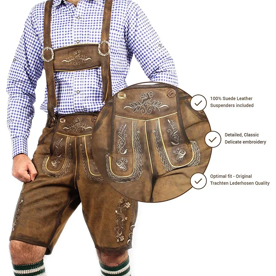 Bavarian Lederhosen Kniebund Hosen Men Ledersosen Trachten Lederhosen Leather Pant With Suspender Made By sky High international