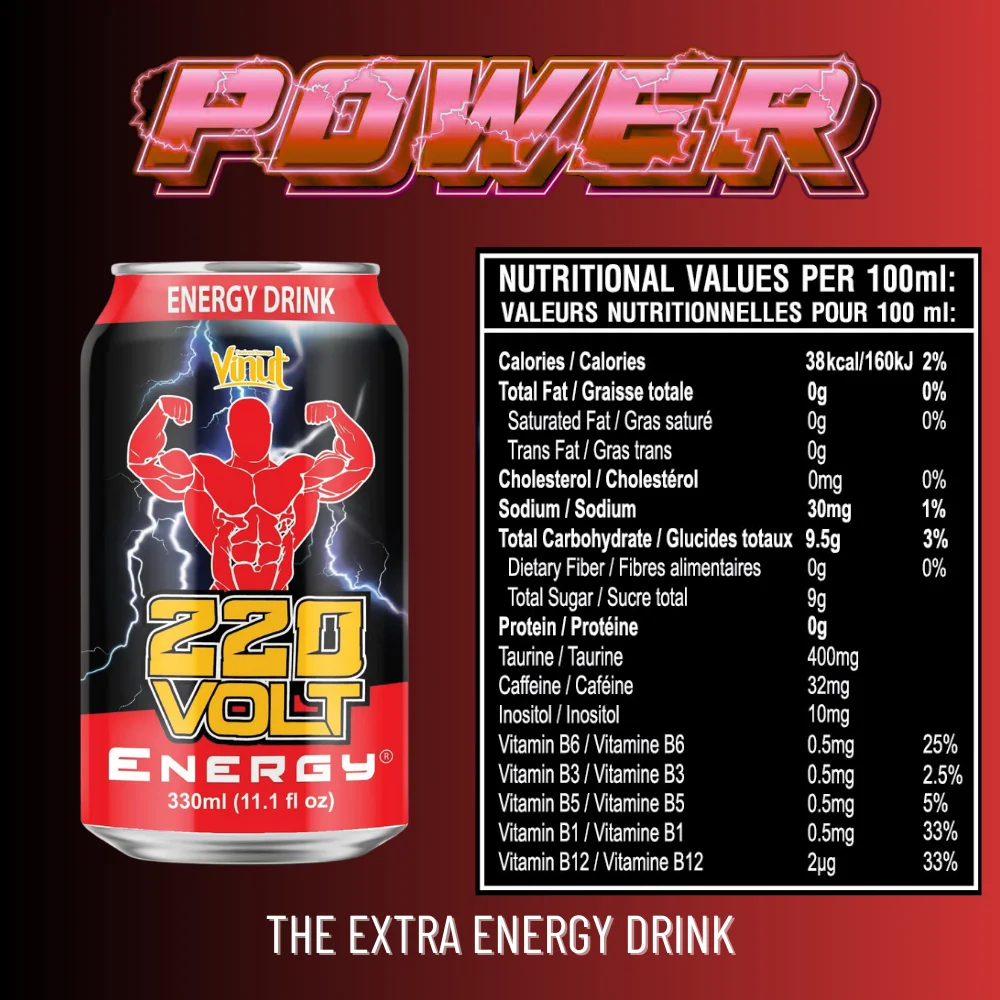 Energy Drink Made in Vietnam 330ml 220 Volt Thunder Power From Real Ingredient Free Sample Beverage Manufacture Private Label