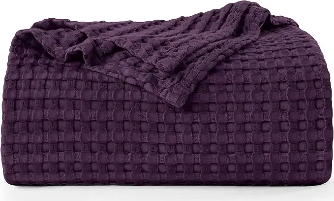 Bed 100% Cotton Queen Size for Bed Waffle Weave Blankets for Summer, Lightweight and Breathable Soft Woven Blankets for Spring
