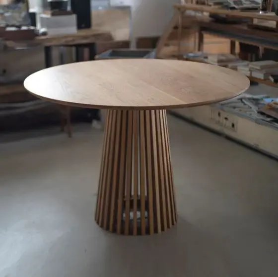 MRS WOODS Antique Style Design Round Luxury Reclaimed Solid Wooden Coffee Table Living Room