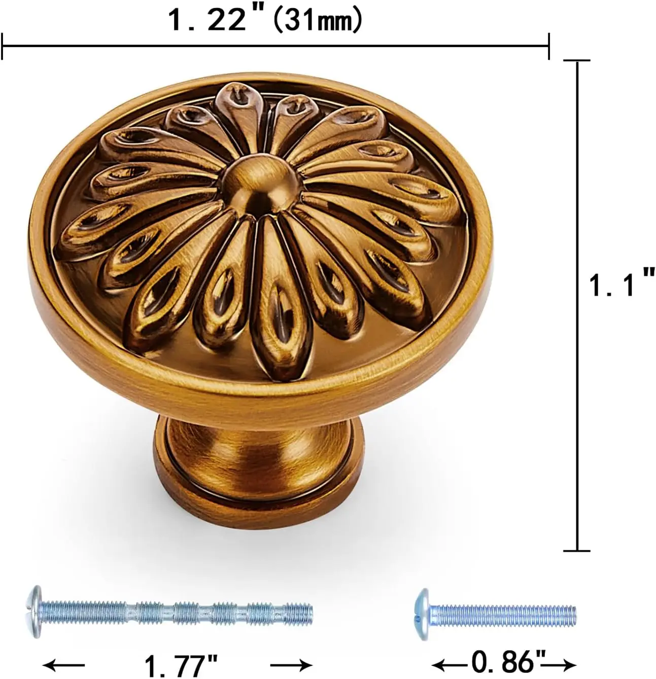 Hardware Kitchen Cabinet Antique Brass Knobs  Office Bathroom Dresser Drawer Wardrobe Flower knobs and Cupboard Door Metal