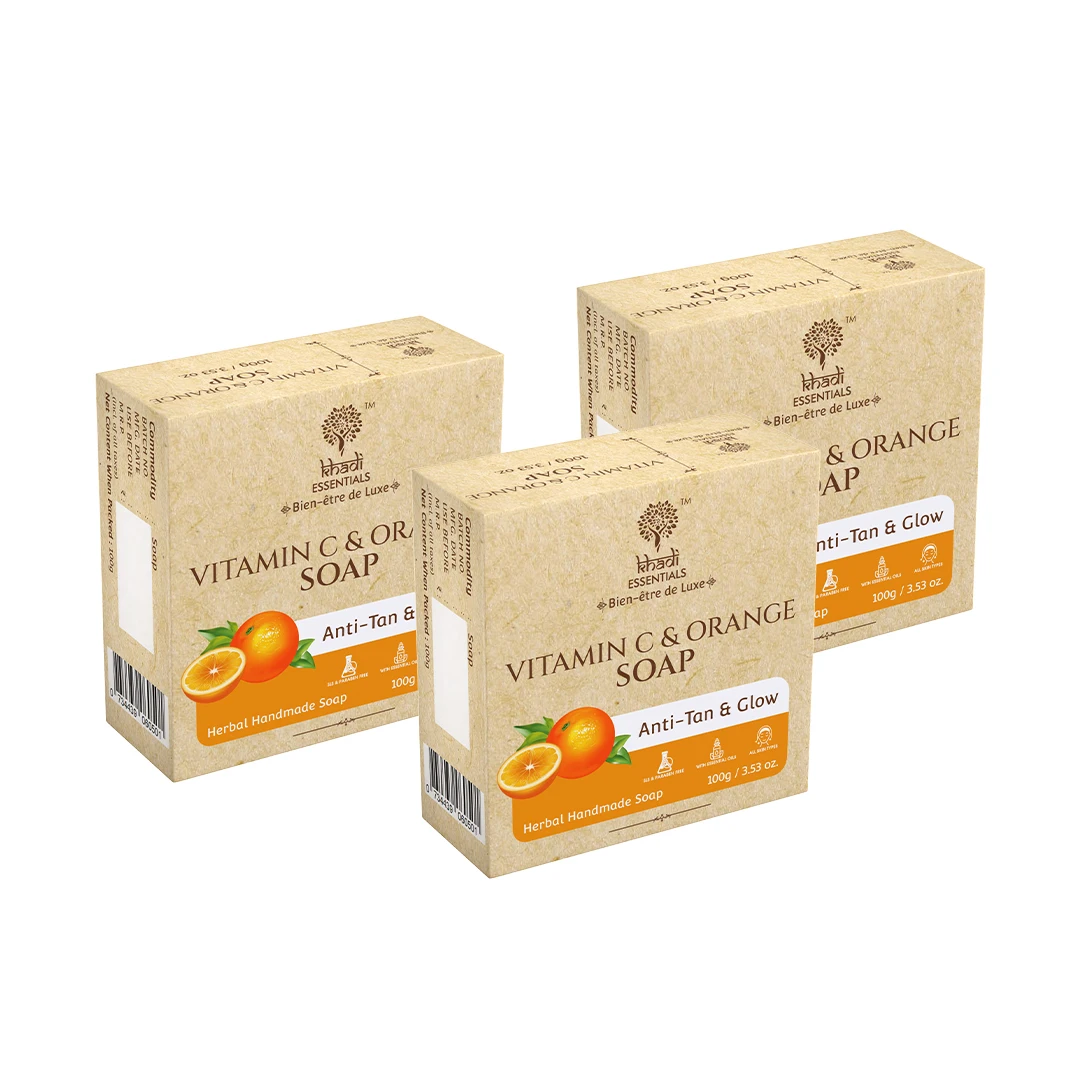 Khadi Essentials Vitamin C Herbal Handmade Bathing Soap for Nourishing Anti-Pigmentation & Glowing Skin Low Prices