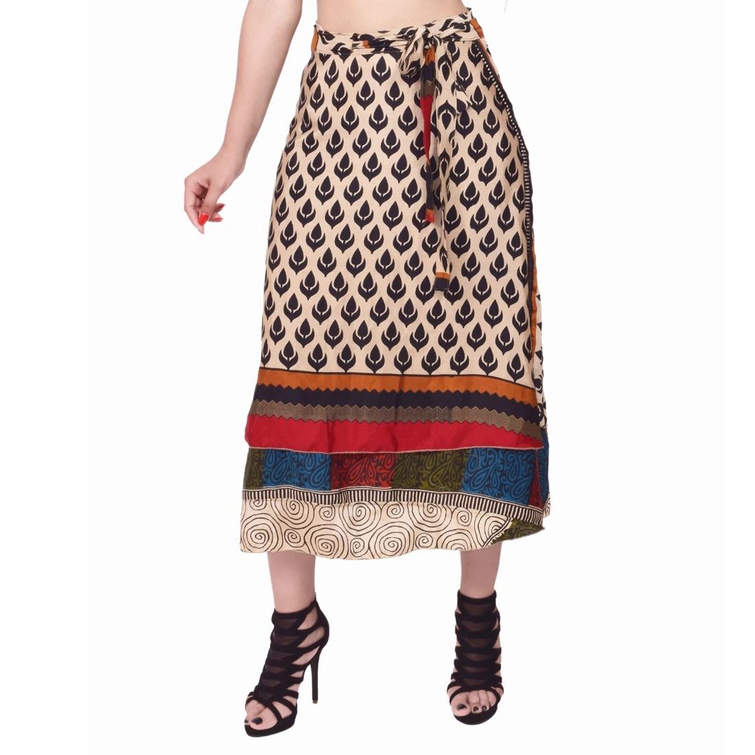 Wholesale Bulk of Indian Vintage Old Silk Sari Floral Print Wrap Around Dress Skirts Plus Size Casual & Sexy Style Adults Summer