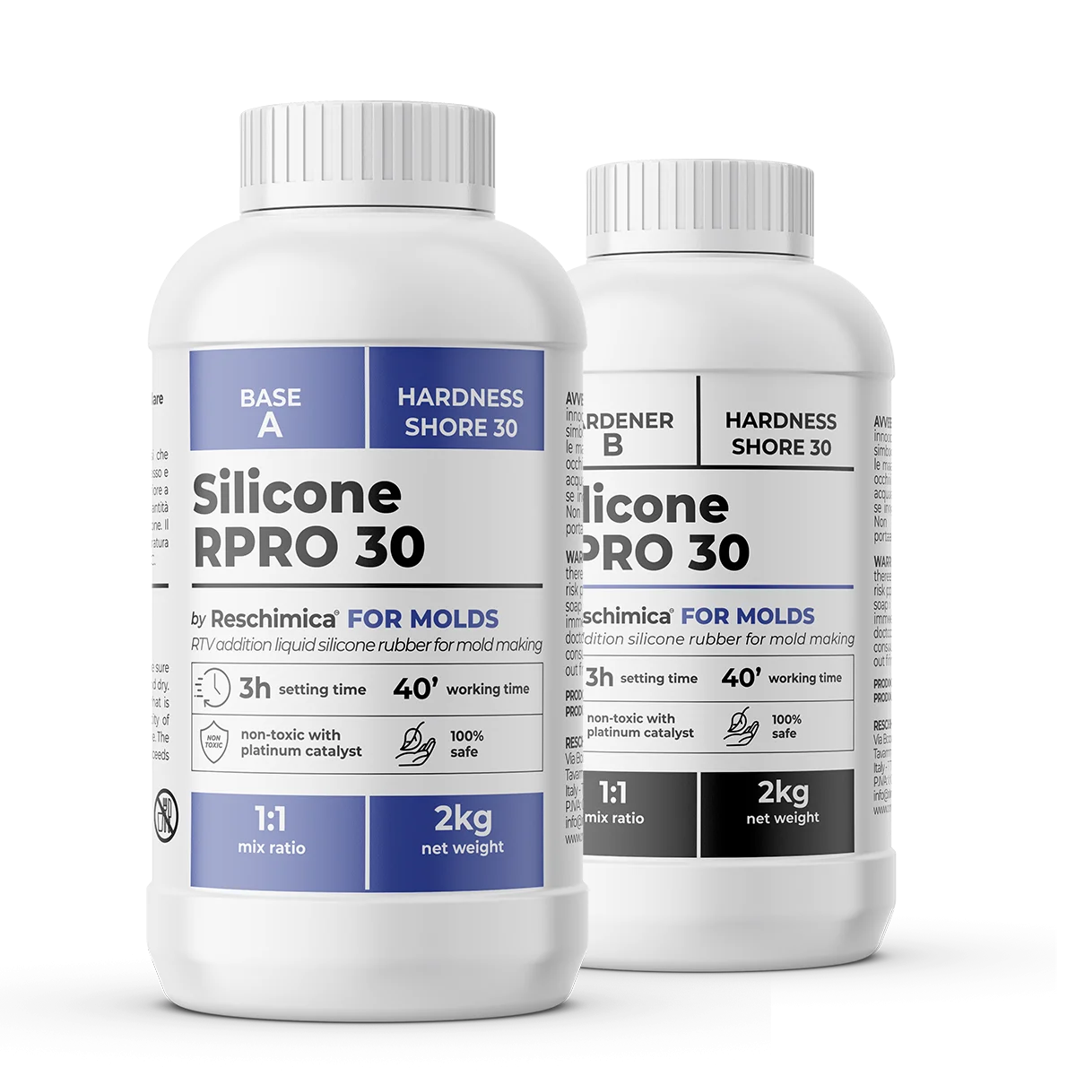 No toxic Silicone Rubber 1:1 R PRO 30 high Hardness, platinum catalyst, Making Silicone for Resin Moulds (4 kg)