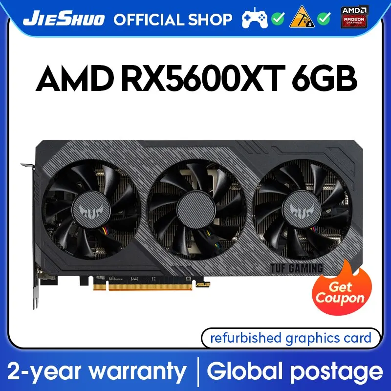 ASUS RX 5600XT 6G Used Graphics card pc Gaming rx5600 6 gb gddr6 Desktop computer video cards GDDR6 new Graphic rx 5600 xt 6gb