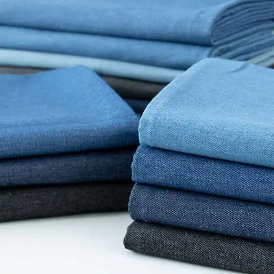 Wholesale warehouse stock woven rolls of  spandex jeans cotton denim fabrics black and blue