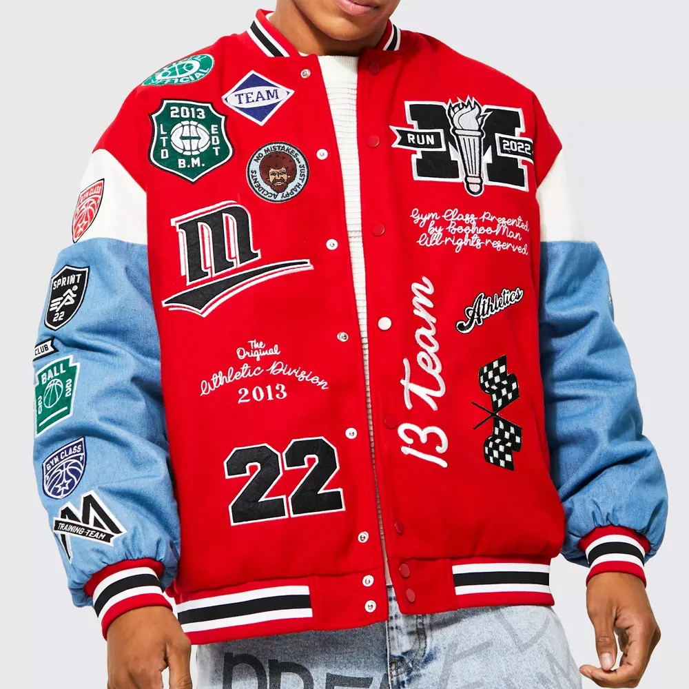 Wholesale Plus Size Male College Jackets Wholesale Blank Baseball Jacket Boys Custom Logo Plain Letterman Jacket For Men