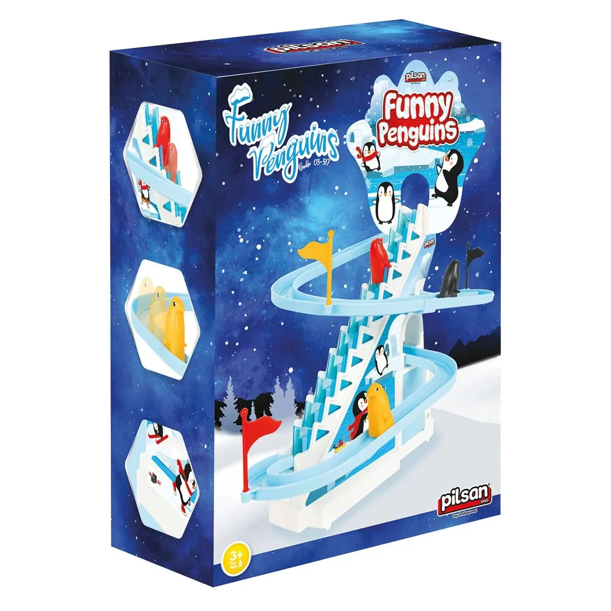 Hotsale Funny Penguins Slot Toys Educational Small Race Climbing Stairs Auto Slide Slot Track Railway Roller Coaster Toy for Kid