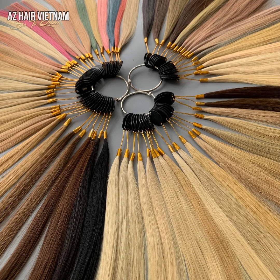 Диаграмма более 70 цветов для парикмахерской и магазина наращивания волос 100% Необработанные натуральные человеческие волосы вьетнамские пучки