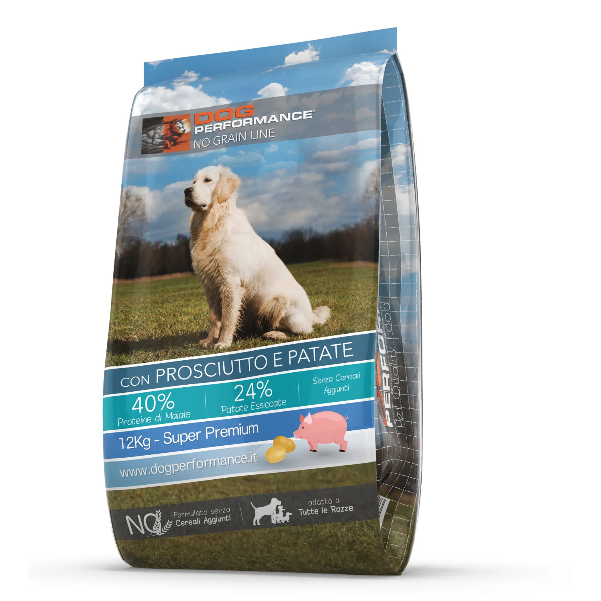 Superior Grain-Free Dog Meal 12 kg Bag-Pork and Potatoes Natural Flavors Zero Grains for Medium Large Breeds for Fish Cats
