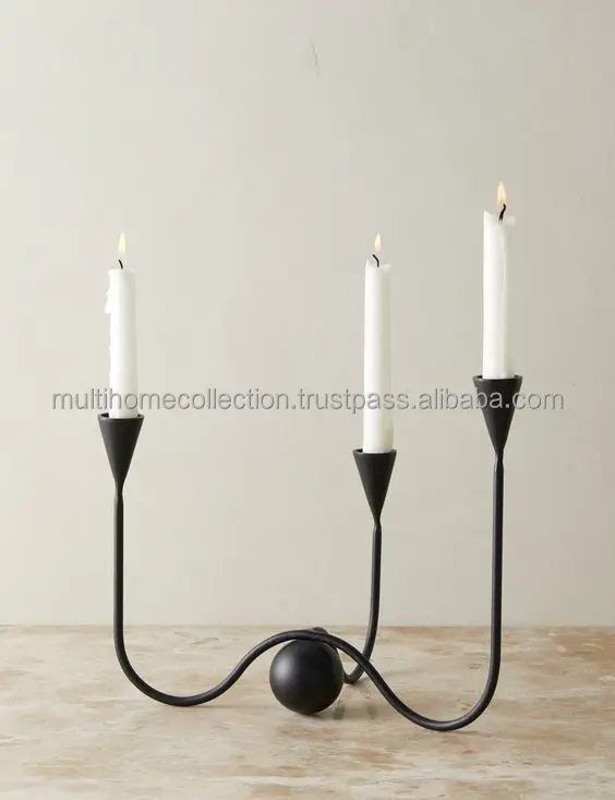 Abstract Pattern Creative Candle Stick Holder Candlewax Stand Decorative Brass Candlestick Holder White Enamel Coated