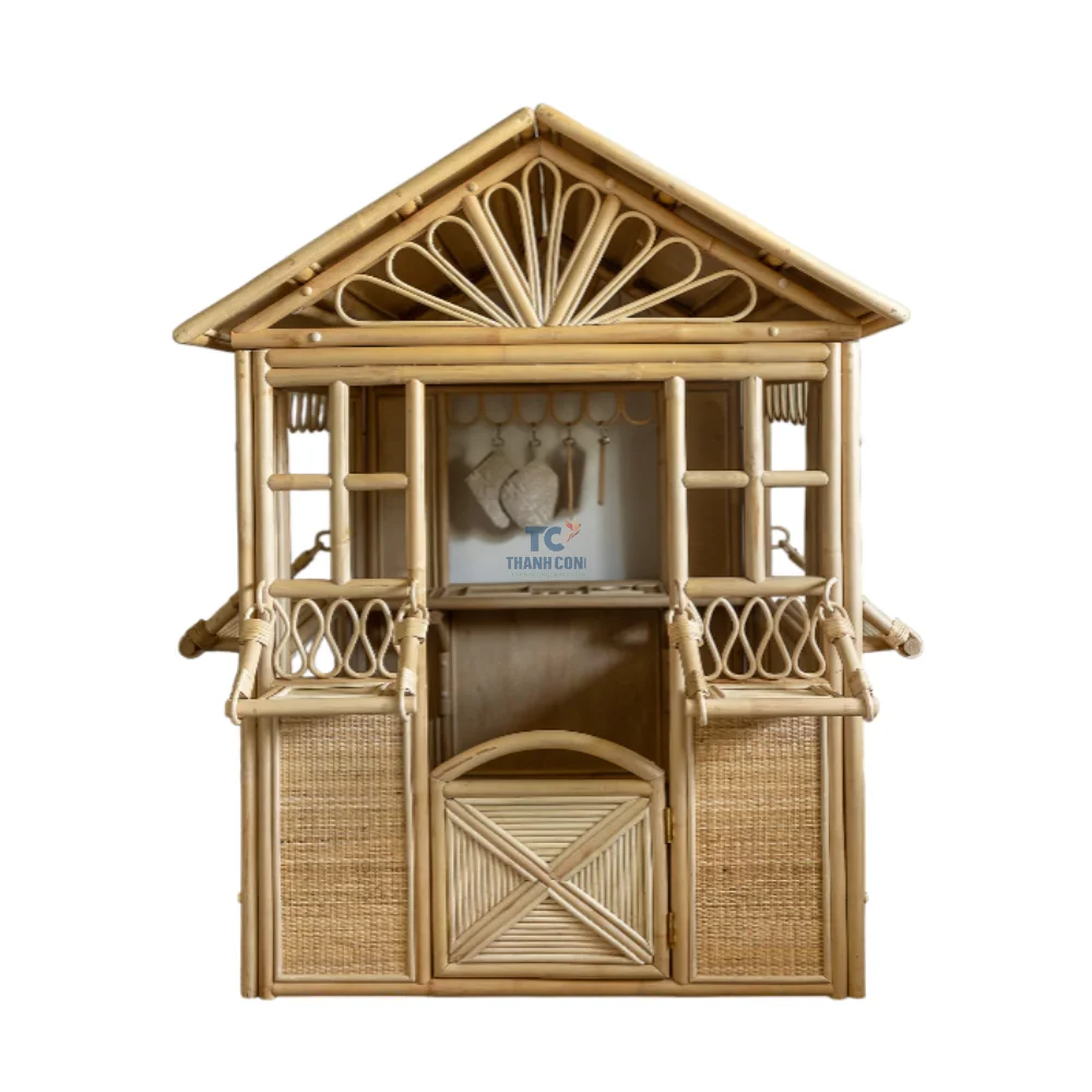 New Design Rattan And Wicker Dollhouses Imaginative Play Kids Pretend Toys House Play Set Dream Doll House Wicker Baby Products